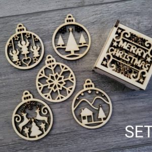Wooden Christmas Ornament Set - 3 Unique Options Available