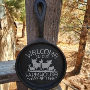 Laser Engraved Cast Iron Mini Skillet 5" - Farmhouse