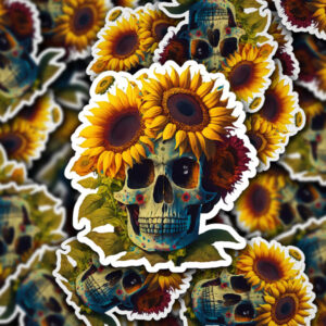 Flower-Skull-Sticker #3 - 4" Wide | Unique and Artistic Vinyl Decal
